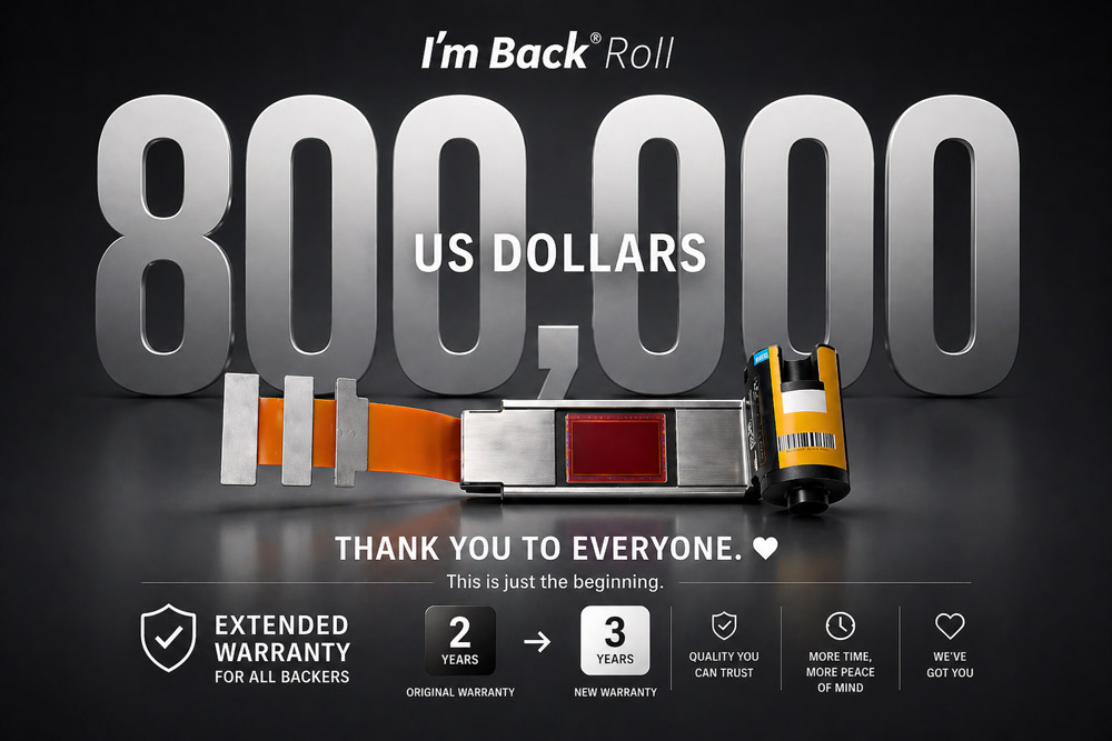 The “I’m Back Roll” digital back sensor for film cameras raised over $800k on Kickstarter