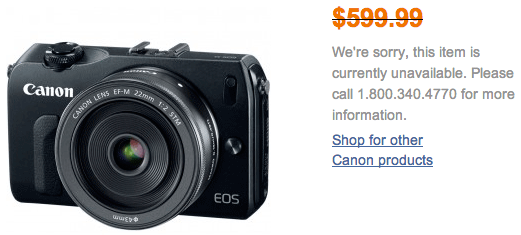 Canon EOS M listed as 