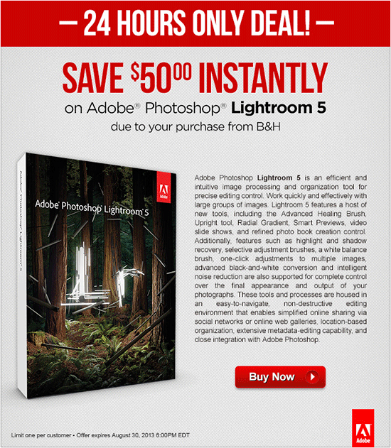 Deal Of The Day Adobe Lightroom 5 Is 50 Off For The Next 24 Hours Updated Photo Rumors