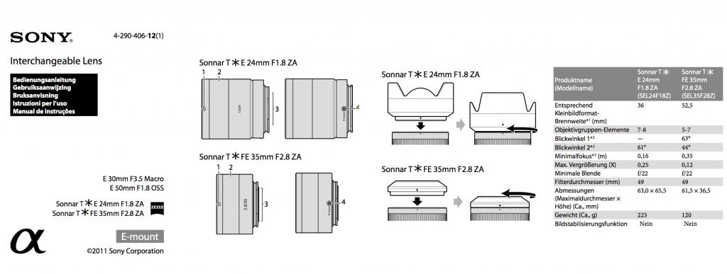 Zeiss Sonnar 35mm f:2.8 full frame lens SEL35F28Z for E-mount