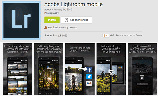 lightroom mobile price