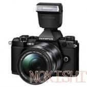 Olympus-E-M5II-camera-with-FL-LM3-flash