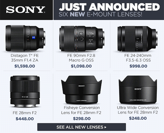 Sony announces four new full frame FE lenses: SEL35F14Z, SEL90M28G