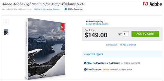 adobe lightroom 6 price