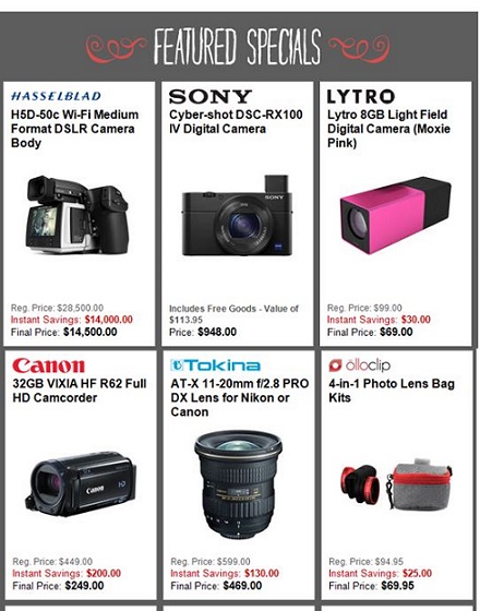 BandH cameras deals