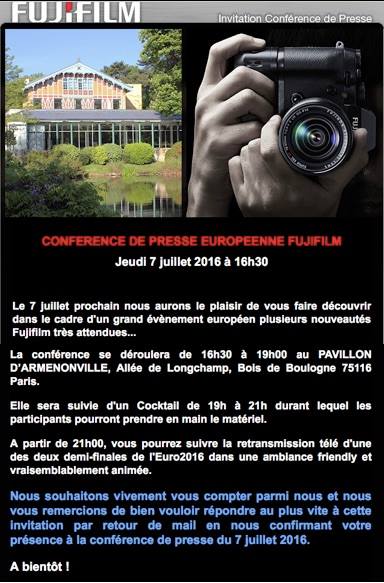 Fuji X-T2 camera announcement date