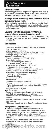 Scheda Adattatore Wi-Fi Canon W-E1 - Condizioni Come Nuovo, Usato Appena Sfiorato