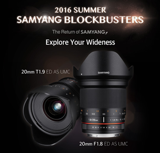 Samyang introduce 20mm f/1.8 ED AS UMC lens for full frame DSLR