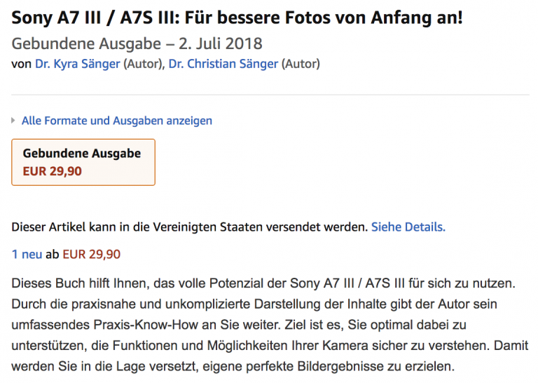 Interesting: new Sony a7s III book coming on July 2nd, 2018 - Photo Rumors