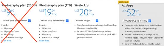 adobe photography plan price