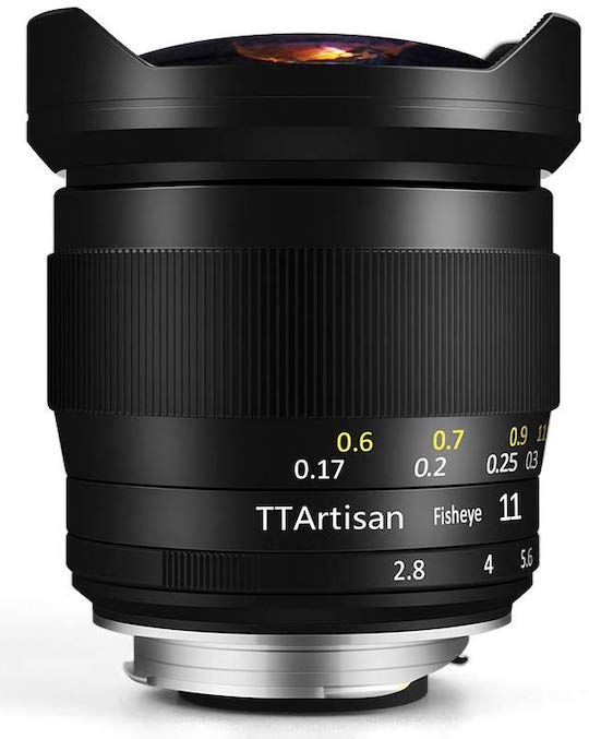 The TTArtisan 11mm f/2.8 full-frame fisheye lens is now also available