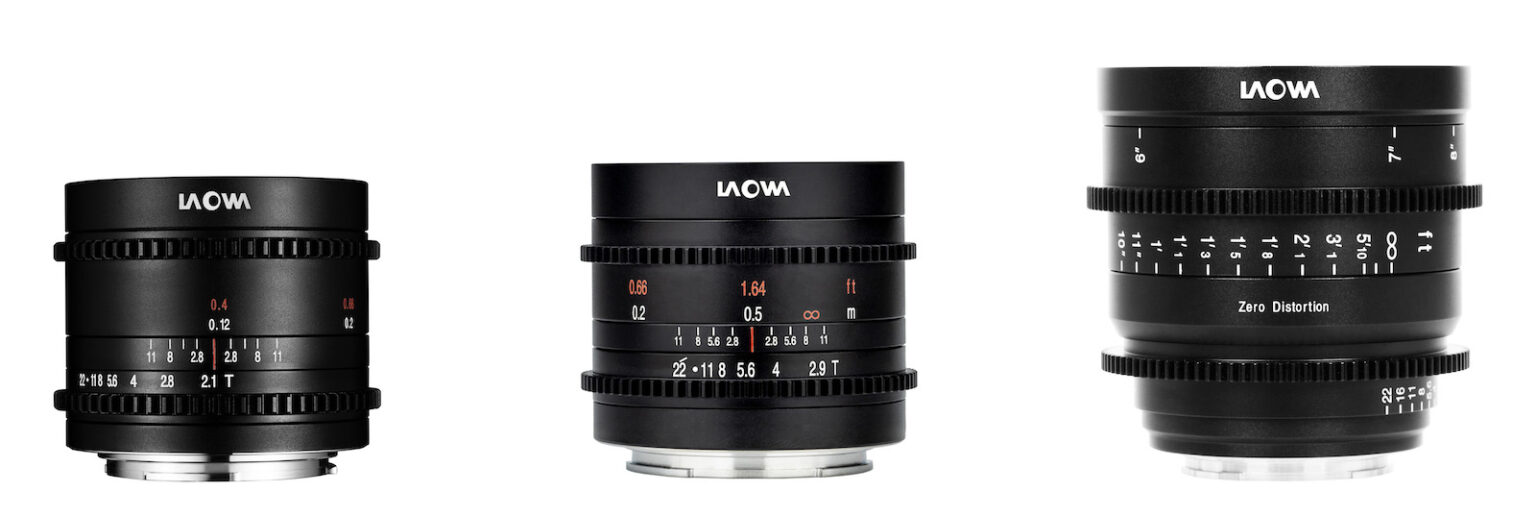 Venus Optics announced three new Laowa cine lenses: 7.5mm T2.1, 9mm T2