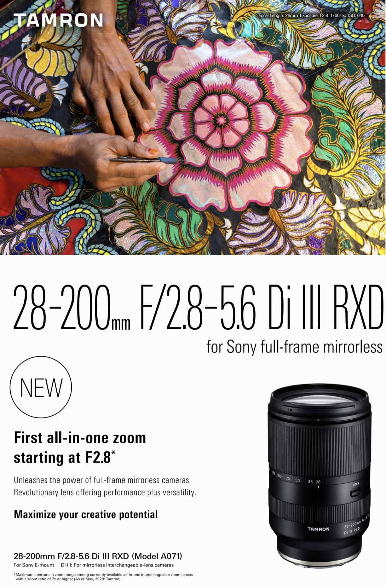 Tamron 28-200mm f/2.8-5.6 Di III RXD lens (model A071) price and