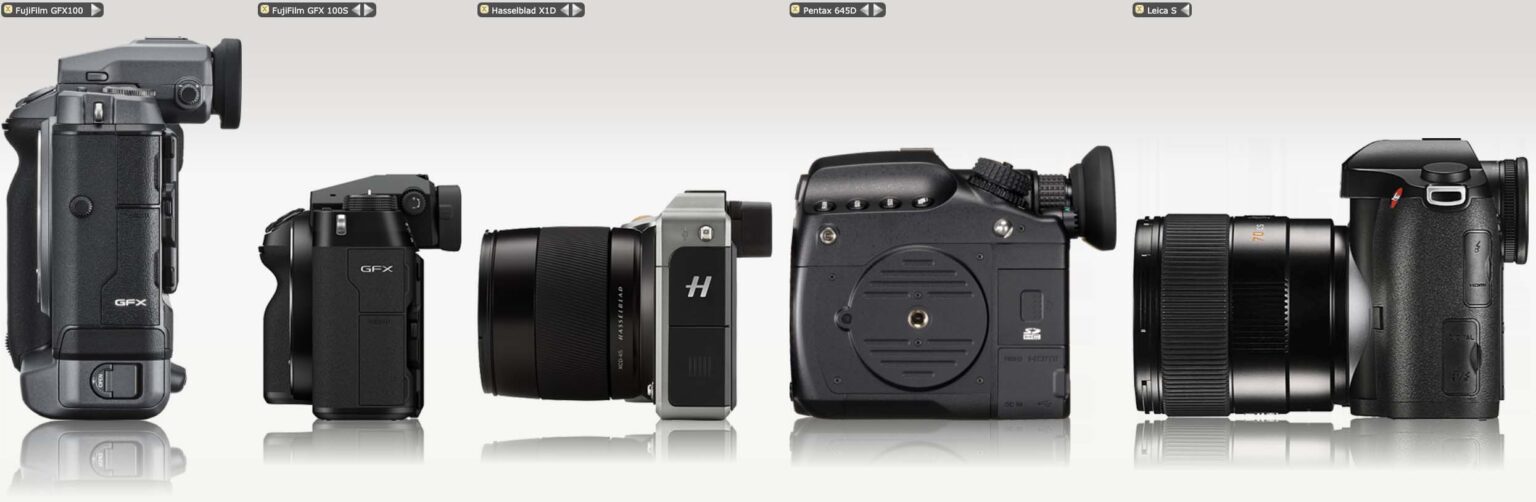 position currency Gargle Fujifilm GFX100 vs GFX100S vs Hasselblad X1D vs Pentax 645D vs Leica S size  comparison - Photo Rumors