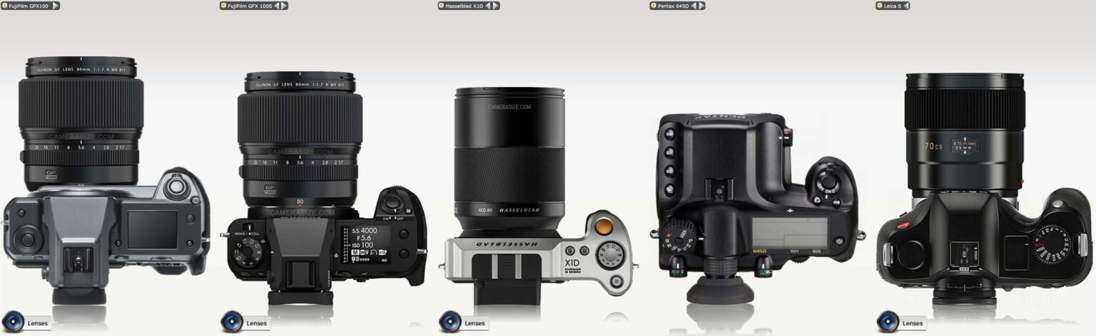 position currency Gargle Fujifilm GFX100 vs GFX100S vs Hasselblad X1D vs Pentax 645D vs Leica S size  comparison - Photo Rumors