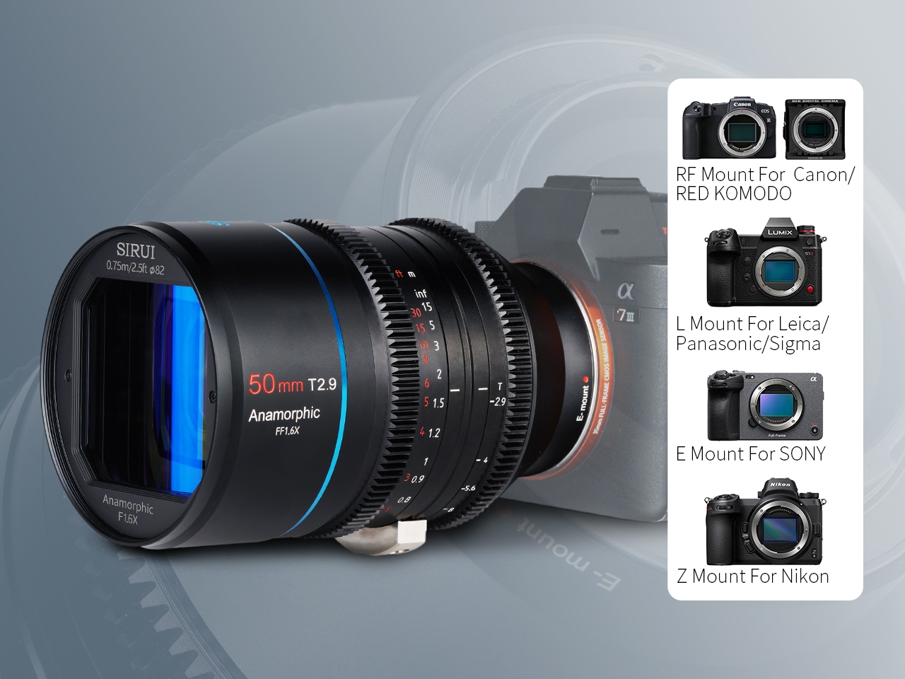 New SIRUI 50mm T2.9 Anamorphic full-frame lens is coming soon (RF