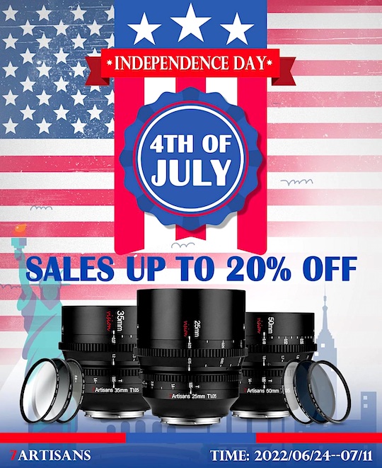 7artisans lenses are up to 20% off for Independence Day
