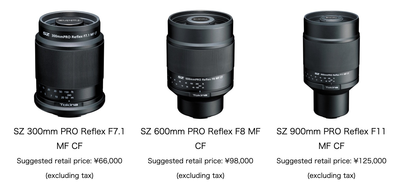 Tokina launched the trio of SZ PRO Reflex 300mm f/7.1, 600mm f/8 