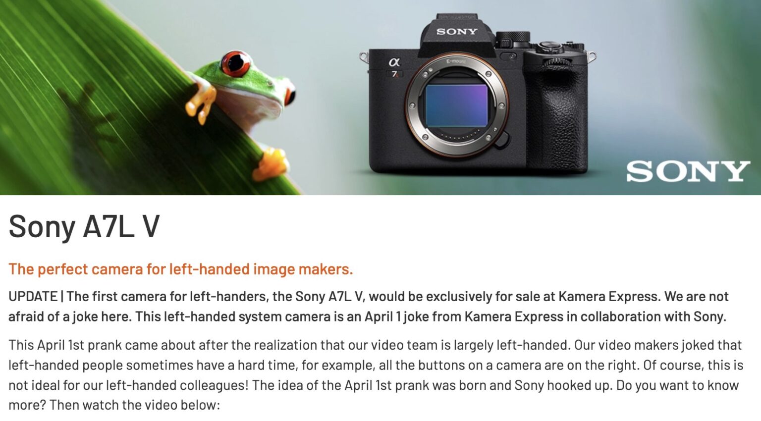 Sony A7L V leaked online the first camera for lefthanded