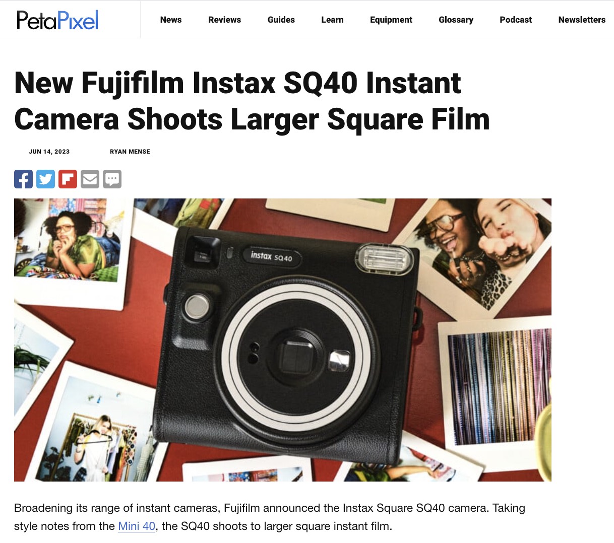 LEAKED: Fujifilm Instax Square SQ40 Press Release and Image - Fuji