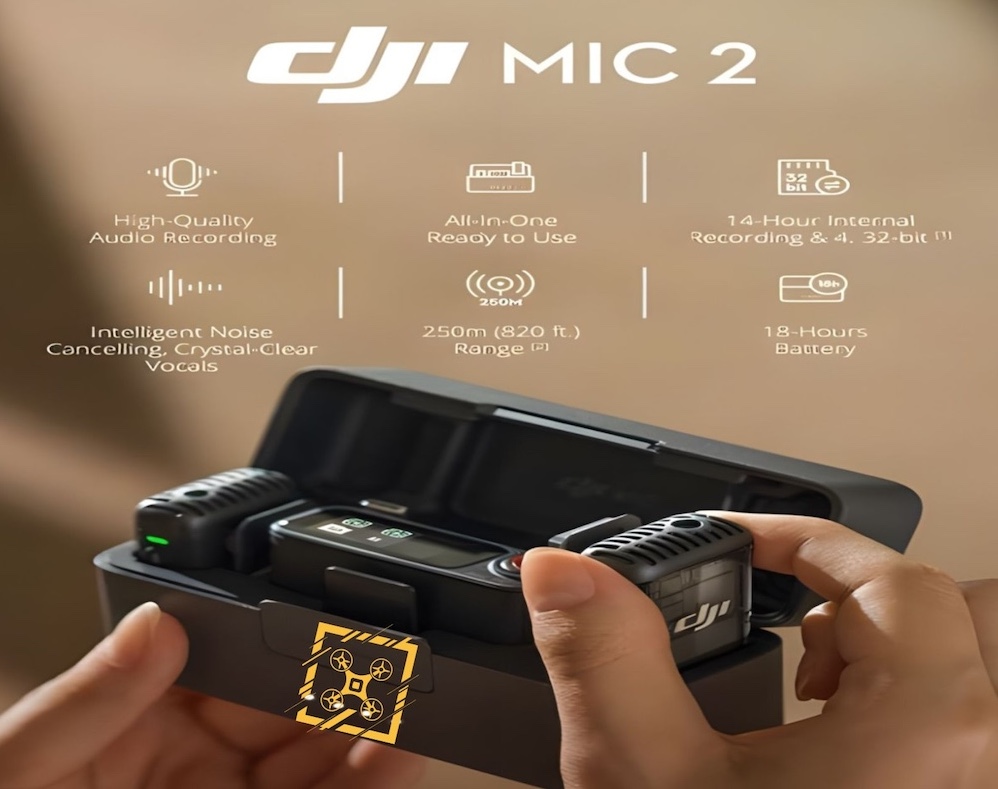 DJI Mic (2 TX + 1 RX + Charging Case), Wireless Lavalier Microphone,  250m New