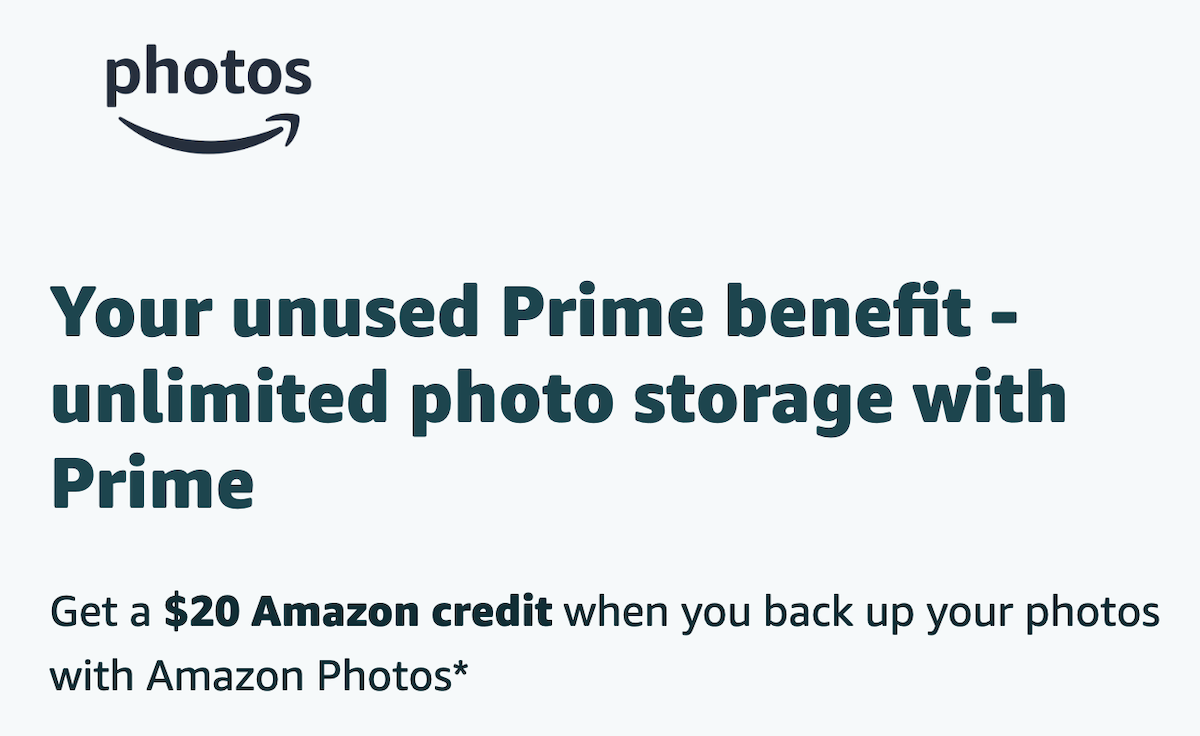 Prime members can get 20 Amazon credit for backing up photos