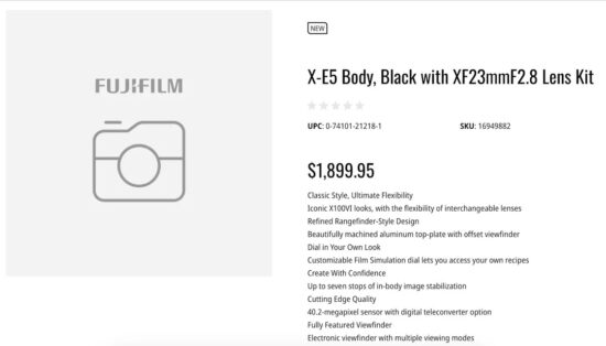 Fujifilm X-E5 camera with XF 23mm f/2.8 lens leaked on company’s website